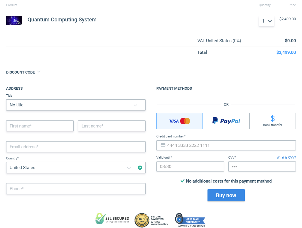 Quantum Computing System-Checkout-Page